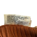 Vintage 70s Cowhide Leather and Acrylic Cardigan Tan Photo 4