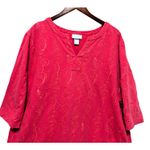 Liz &Me Womens Artsy Paisley Tunic Top 2X Coral Boho Embroidered Mature Office Orange Size XXL Photo 2