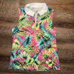 Tommy Bahama Sleeveless Zip Collar Vibrant Tropical Sleeveless Polo Shirt Large Photo 7