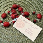 NWT Angelas Designs 3 stackableāhandmadeābraceletsāredāclearāandāsilver Red Photo 4