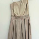 David's Bridal NWT  Champagne One Shoulder Party Dress Sz 4 Photo 0