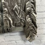 Free People Crushed Velvet Ruched Bomber Jacket Full Zip Varsity Collar Gray S Photo 6