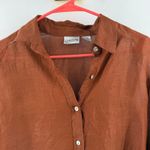 Chico's Vintage Chico’s Silk Linen Blend Shirt Size Small Button Down Brown Rust Light Photo 4