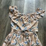 J.O.A. Traveler Beige Floral Print Midi Jumpsuit Size Medium Off the Shoulder Photo 12
