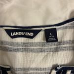 Lands' End Lands’ End Women’s L Striped Split Neck 3/4 Sleeve Top Navy White Photo 1