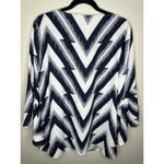 Chico's Shirt Womens Large 2 Blue White Chevron Bell Sleeve Crisscross V Neck Photo 4