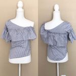 Bar III Ruffled Striped Asymetrical Neckline top Photo 2