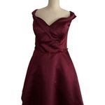 Short Burgundy Dress 👗 Off The Shoulder Corset Back With Pockets And Earrings Red Size 16 Photo 0