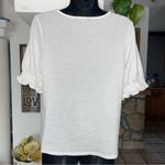 Adrianna Papell  Women's Smocked Short Sleeve ivory Blouse size S Photo 3