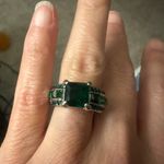 TJ Maxx Size 6 Rhodium Plated Lab Created Emerald Ring  Photo 0