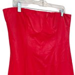 Edikted May Strapless Faux Leather Mini Dress Women's XL Red Bodycon Party Club Photo 6
