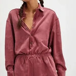 We The Free  Carson Washed Romper in marsala, made of 100% cotton size medium Photo 0