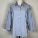 IZOD Button Front Blouse Cotton 3/4 Sleeves Classic Blue Women’s Size Large Photo 0