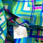Amanda Uprichard Silk Chevron Pint Long Sleeve Tunic Blouse Top Blue Green Large Photo 4