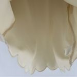 EXPRESS Elegant Cream Chiffon Blouse with Scalloped Edges Short Flutter Sleeves Photo 3