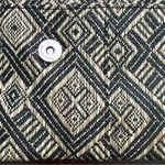 MMS Black Tan Tribal Vegan Leather Casual Clutch Purse Minimalist Sleek Classic Photo 1