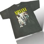 Nirvana  Graphic T Shirt Dress Tee Kurt Cobain 90s Grunge Size Large NWT Band Tee Photo 0