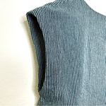 Frye Women Square Neck Blouse Blue & Gray Striped Top Short Sleeve Size S Photo 11