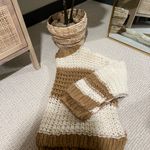 Free People Chunky Knit Striped Sweater - Cream and Brown Photo 7