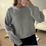 Pink Rose Gray sweater off shoulder  Photo 0