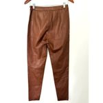ZARA  Faux Leather Pants Brown High Rise Stretch Fit Slim Silhouette Sz M (Flaw) Photo 2