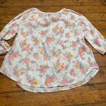 Chaps Denim Women Floral Print Long Sleeve Blouse Top Size LG White Photo 3