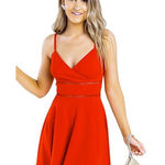 Jun & Ivy Francesca’s Velma Ladder Trim Flare mini burgundy Dress  small summer​ Photo 0