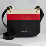 Carpisa Made In Italy Black Leather Satchel Top Small Crossbody Bag Minimalist P Photo 0