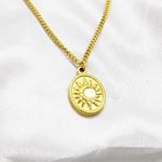 Gold Sun and Moon Oval Pendant Necklace Photo 0