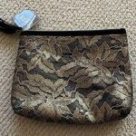 NEW Ulta Beauty Cosmetic Case Bag 8” x 9.75” Gold Black Suede Pattern Tassel NWT Photo 0