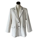 NWT CALLIGRAPHIE Tweed Textured Contrast Stitch Blazer Ivory Black XL Photo 2