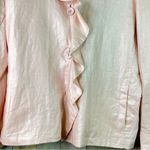 Chico's Chico’s Size 3 (Flaw) Light Pastel Pink Jacket Long Sleeve 3 Button Ruffle Front Photo 4