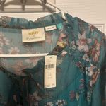 Anthropologie  Teal Floral Long Sleeve Dress Photo 2