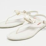 Prada thong slingback sandals ivory patent leather Photo 0
