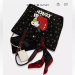 Coach Black Tote with Floral and Snoopy Design Photo 5