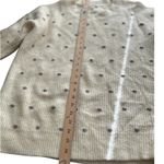 Loft  Lou &‎ Grey Cream Knit Sweater with Purple Dot Embellishments Size L Photo 3