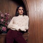 Reformation Sweater Lexi Fluffy Fuzzy Pointelle Alpaca Open Knit Ivory XS GUC Photo 5