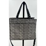 Juicy Couture Black Monogram Tote Shoulder Bag Gold Heart Lock Key Charm Purse Photo 5