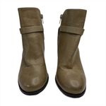 Bamboo  Cheek-02V Green Brown Heeled Velour Lined Booties Boots Buckle Straps Photo 4