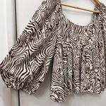 Moon River NWOT  Anthropologie M Puff Sleeve Babydoll Crop Top‎ Psychedelic Funky Photo 9