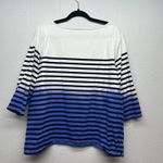 Talbots  Striped Hombre Top Womens 2X Breathable 100% Cotton Stretch 3/4 Sleeve Photo 6