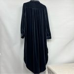 Umgee  XL velour velvet navy blue dress long sleeve button down high low hem Photo 1