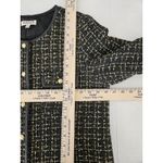 Nanette Lepore Black And Gold Tweed Blazer Faux Leather Piping Size 14 Jacket Photo 6