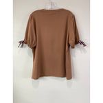 Tommy Hilfiger Gathered-Sleeve Top Size XL Brown Neutral Preppy Academia School Photo 7