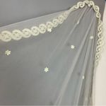 Vintage 1970s Wedding Dress Lace Belt Long Veil Handmade Cream Pale Yellow Retro Photo 7