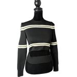 JF Lefon Cut Out Knit Top Women S Black Striped Long Sleeve Sweater Designer Photo 1