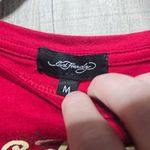 Ed Hardy WOMENS  MESH TRUE EAGLE TATTOO LONG-SLEEVE RED CROP TOP Photo 5