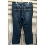 Christopher & Banks Med Wash Straight Leg Jeans Embroidery Gems Size 12 Mid Rise Photo 3