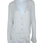 Free People Lively Romper Natural Oatmeal Beige Womens Medium Long Sleeve Shorts Photo 0