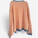 Free People Classic Striped Crewneck Sweatshirt Tangerine Combo Oversized XL NEW Photo 5